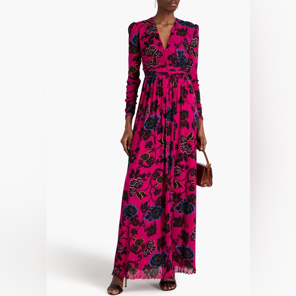 Diane von Furstenberg Anne floral print stretch mesh maxi dress